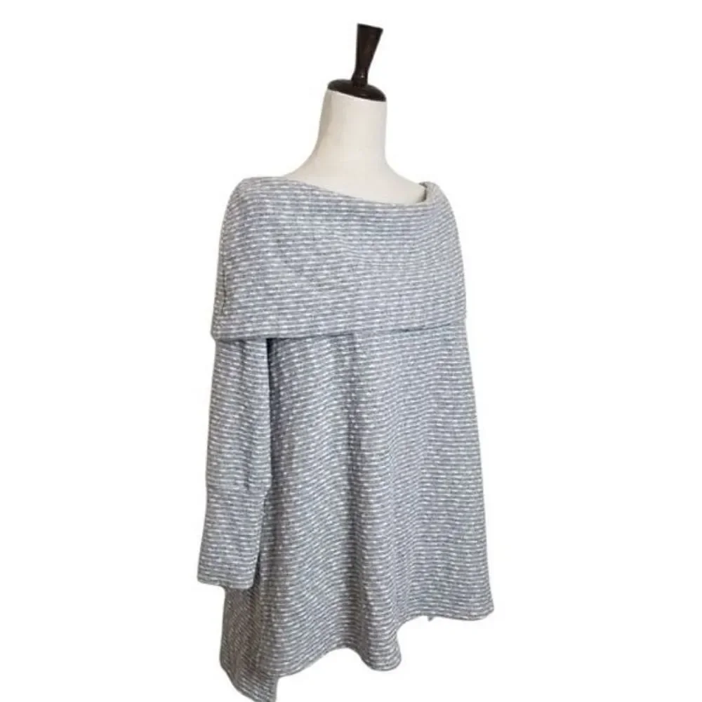 Wonderland By Orange Gray Stripe Textured Off The Shoulder Sweater Size S